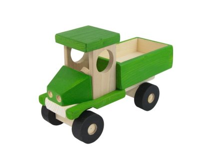 Zelené auto s valníkem