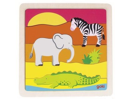 Dřevěné puzzle – V Africe, 5 dílů