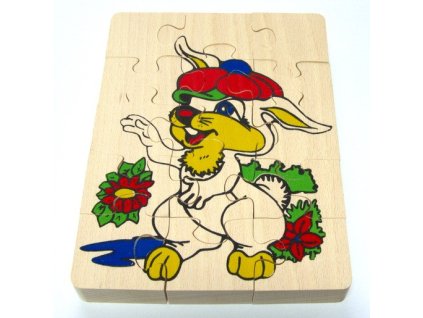 Masivní oboustranné puzzle - králík a myš