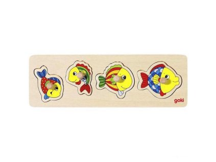 Puzzle s dřevěnými úchytkami – Rybky
