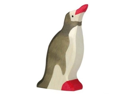 Tučňák se zvednutou hlavou – dřevěné zvířátko