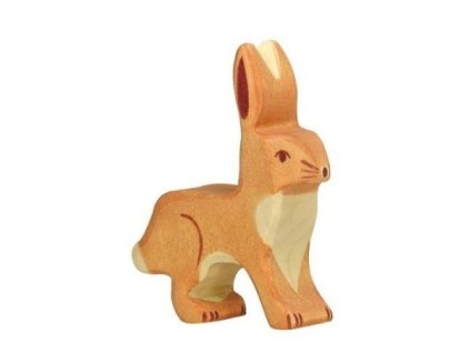 Zajíček s nastraženýma ušima – dřevěné zvířátko