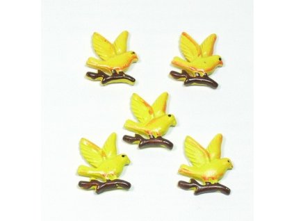 Ptáček žlutý v letu - keramický, 5ks