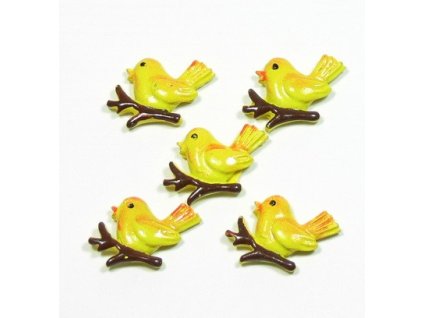 Ptáček žlutý - keramický, 5ks