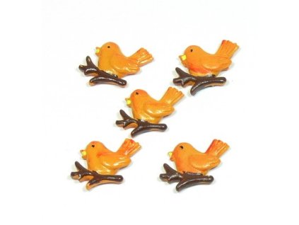 Ptáček oranžový - keramický, 5ks