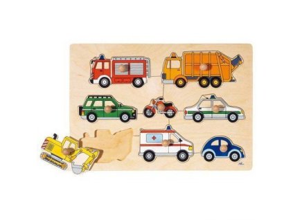 Puzzle s dřevěnými úchytkami – Dopravní prostředky