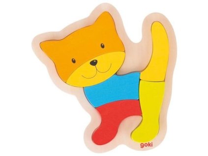 Dřevěné puzzle kočička, 5 dílů
