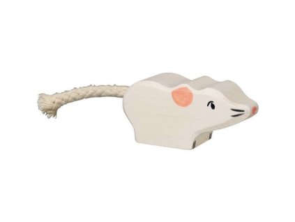 Holztiger Bílá myška – zvířátko ze dřeva
