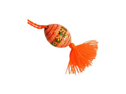 Dřevěná kraslice MINI závěsná, vzor č. 1 - ORANŽOVÁ