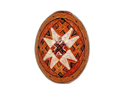 Dřevěná kraslice - Základní vzor č. 3 - ORANŽOVÁ