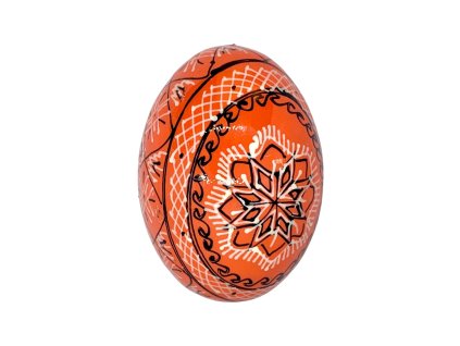 Dřevěná kraslice - Základní vzor č. 2 - ORANŽOVÁ