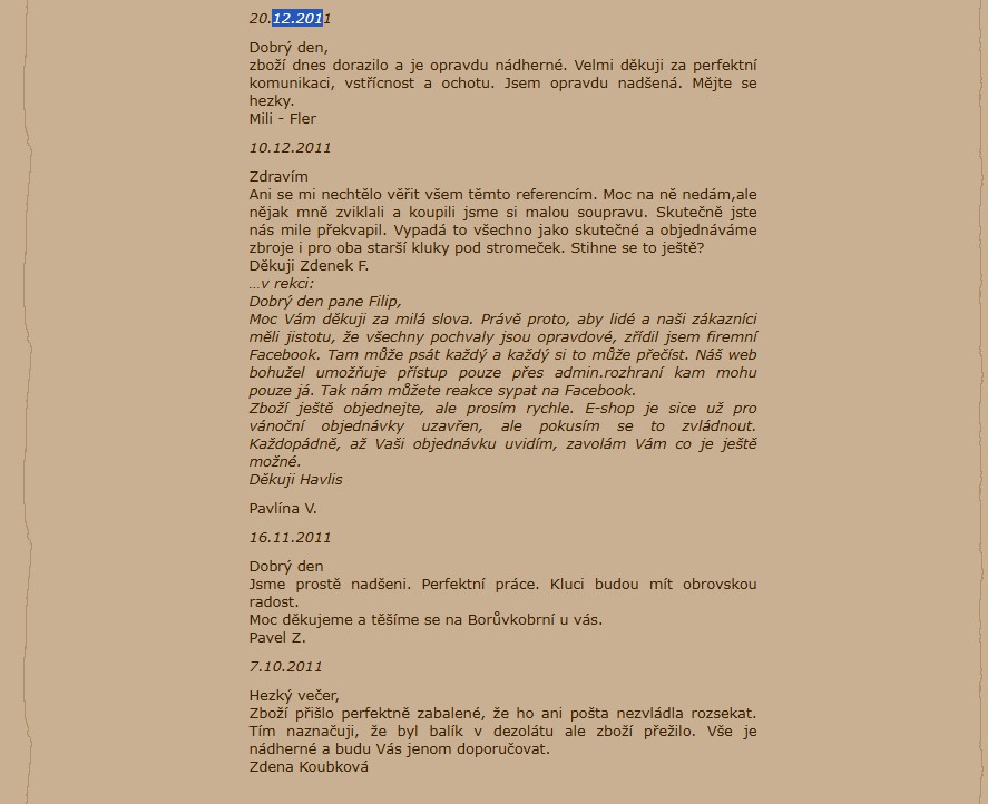 Původní recenze zákazníků z roku 2011