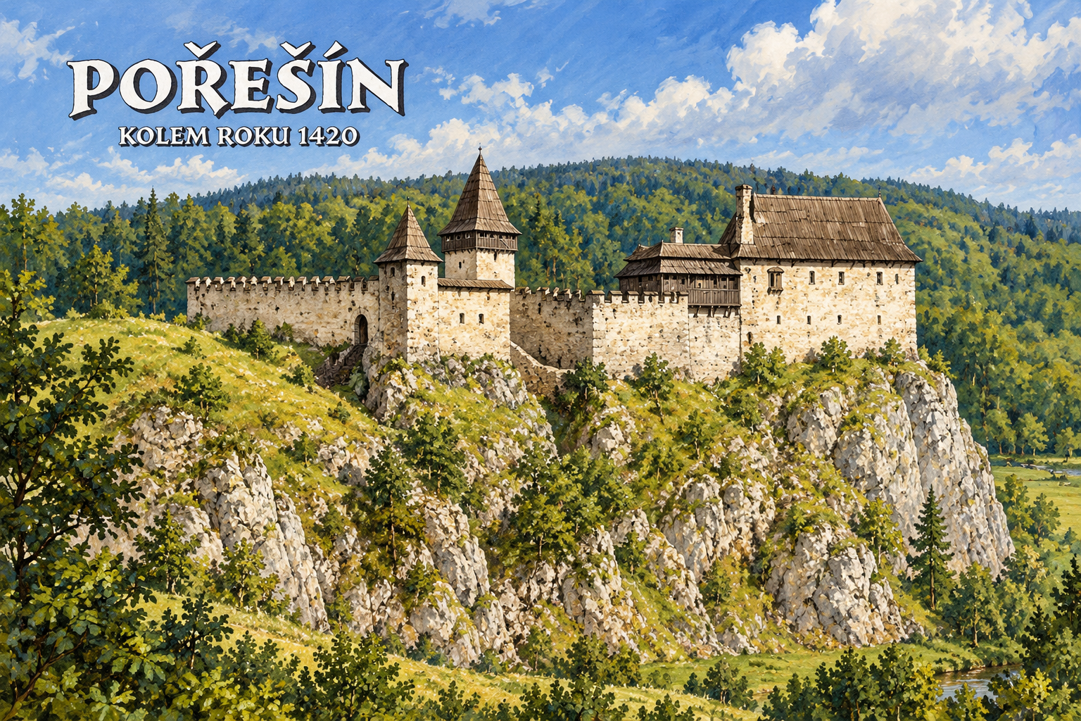 Hrad Pořešín kolem roku 1420