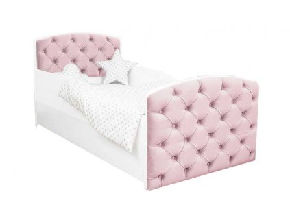 Dětká postel s čalouněním a šuplíkem QUEEN růžová 80x160 cm