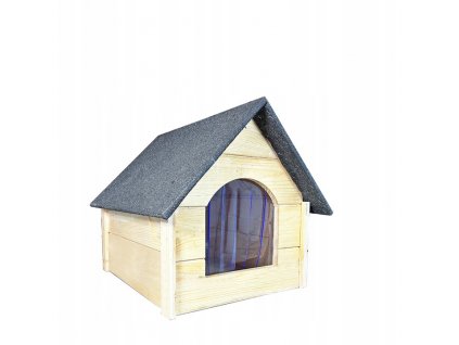 Dřevěná bouda pro psa Trend M, zateplená, přírodní 49 cm x 49 cm x 62 cm (1)