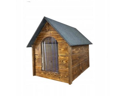 Dřevěná bouda pro psa Trend L, zateplená, impregnovaná tmavá 68 cm x 60 cm x 82 cm (2)