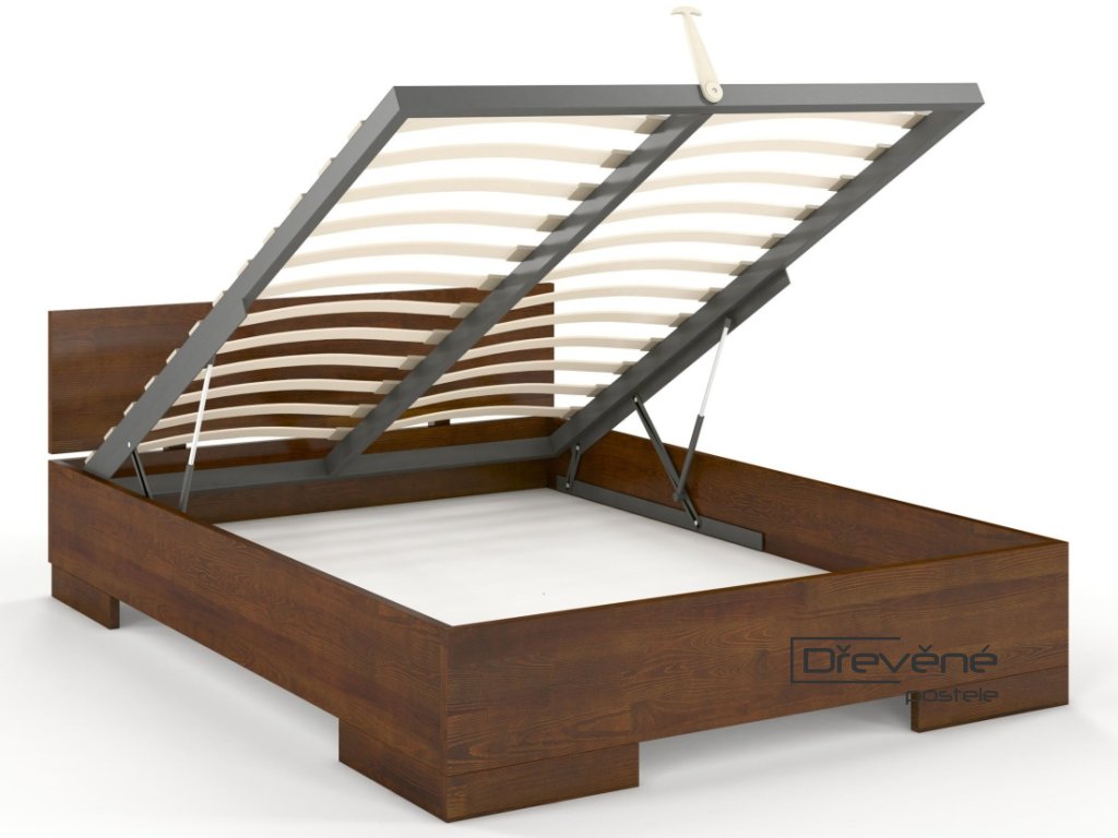 Prodloužená postel z masivu borovice Spektrum s úložným prostorem