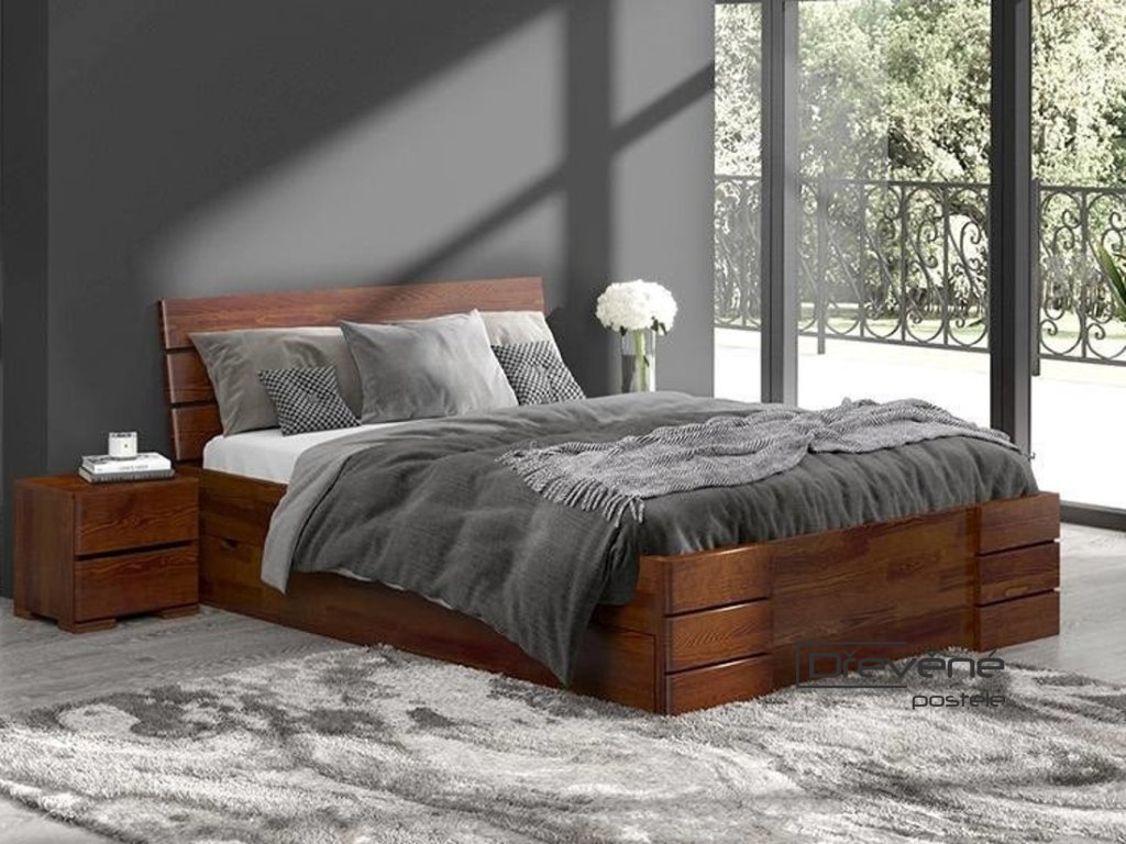 Postel s úložným prostorem - Sandemo Drawers - borovice