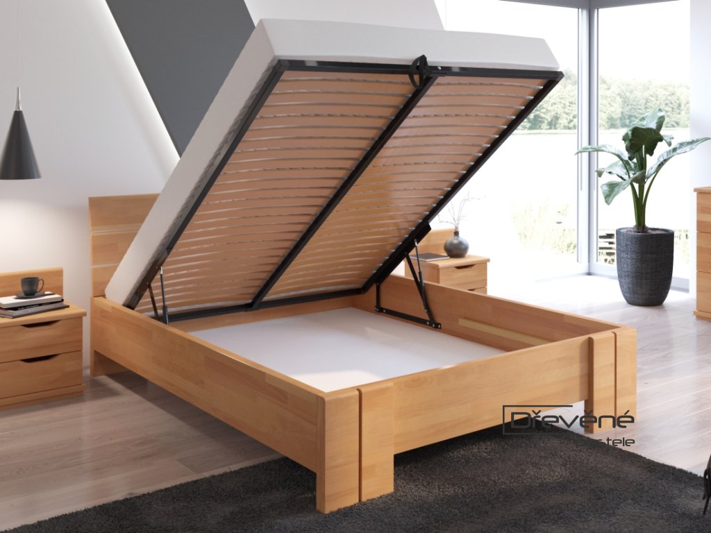 Buková postel s úložným prostorem - Arhus