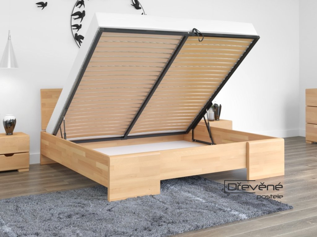 Buková postel s úložným prostorem - Hessler