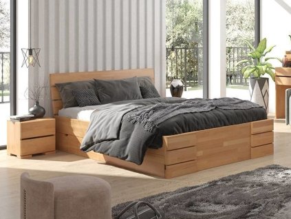 Buková postel s úložným prostorem - Sandemo Drawers