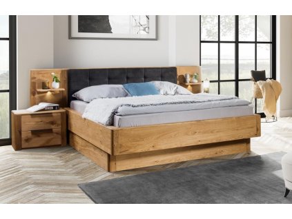 Manželská dubová postel Denver s úložným prostorem