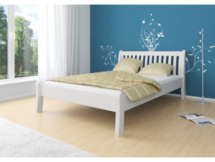 Bílá manželská postel MASSA 180x200 cm - masiv borovice (Laťkový rošt Laťkový rošt / 90x200 cm 2 ks - 14 lamel)