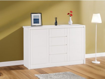 Moderní bílá komoda - masiv buk