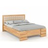 Postel Gotland v přírodním buku s krémovým čalouněným čelem a úložným prostorem