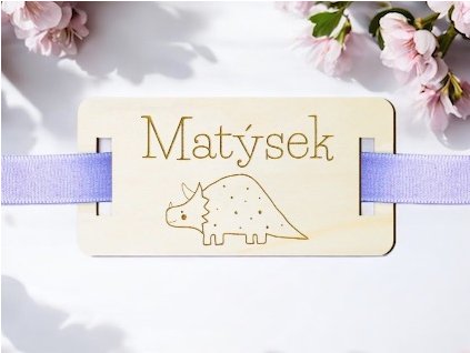 Cedulka na dárky dinosaurus dřevěná