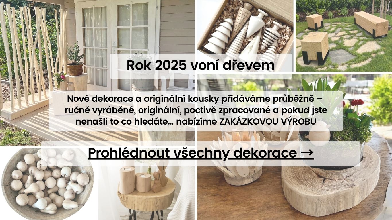 Prozkoumejte naše stránky  Tvoříme s radostí. Vyrábíme na míru. Milujeme dřevo, přírodní materiály a ruční tvorbu. Na e-shop dáváme to, co nás baví a co umí zkrášlit každý domov. Naší hlavní vášní je ale výroba větších kusů a projektů – od stolků, hranolů
