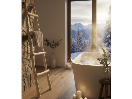 Dřevěný dekorační žebřík 160 cm – přírodní lískové dřevo, rustikální vzhled