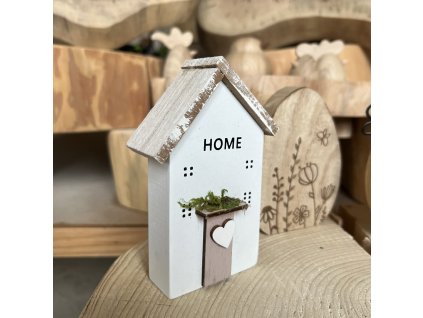 dřevěný domeček, domeček HOME, dekorace domeček, dřevěná dekorace do interiéru, bytová dekorace ze dřeva,