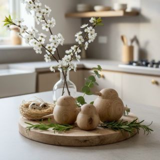 Jaro na stole 🌿 Malé dubové detaily v podobě ptáčků, které dělají domov útulnější. 👉 www.drevenevyrobkyprovas.cz #drevo...
