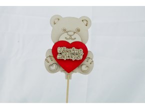 Dřevěný 3D medvídek s nápisem "Všechno nejlepší"