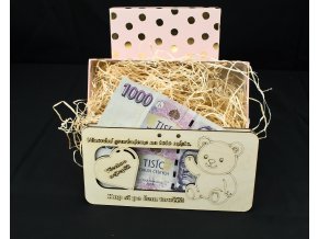 Narozeninová obálka na peníze - Medvívek se srdcem  (vlastní text)