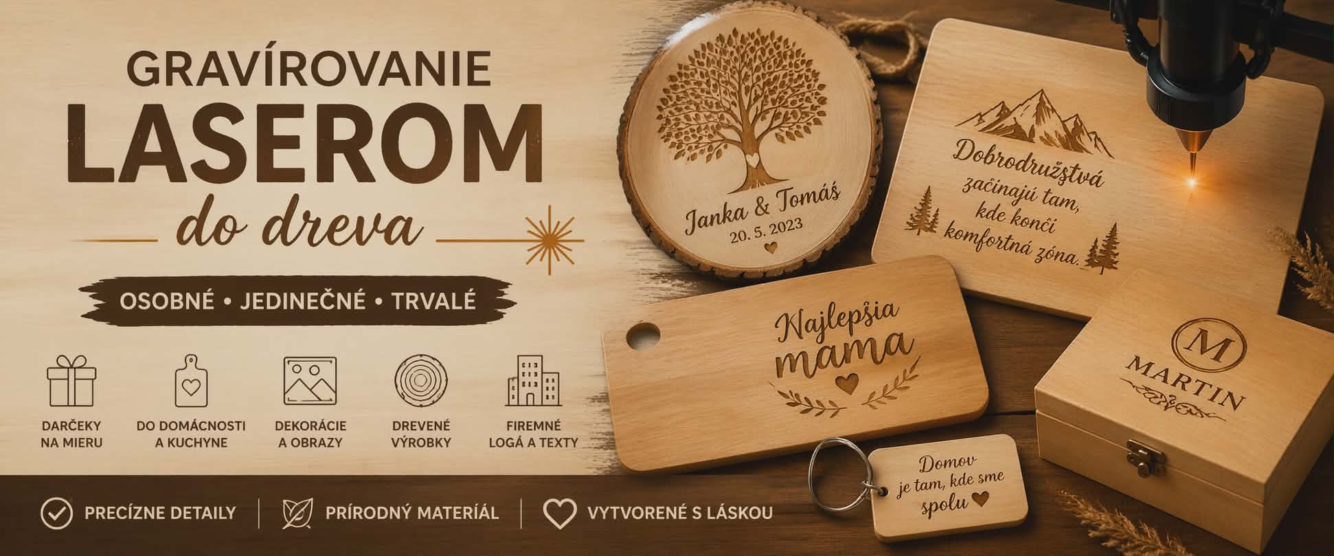 Gravírovanie do dreva na mieru – originálne drevené výrobky s vlastným motívom