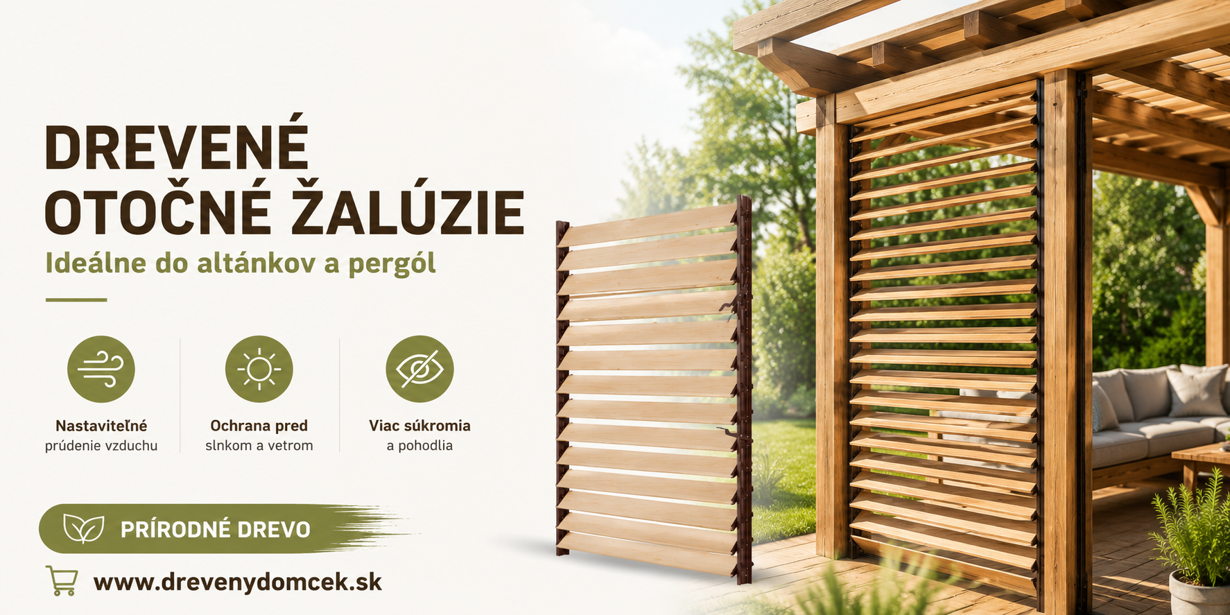 Drevené otočné žalúzie do altánku a pergoly | Drevený domček
