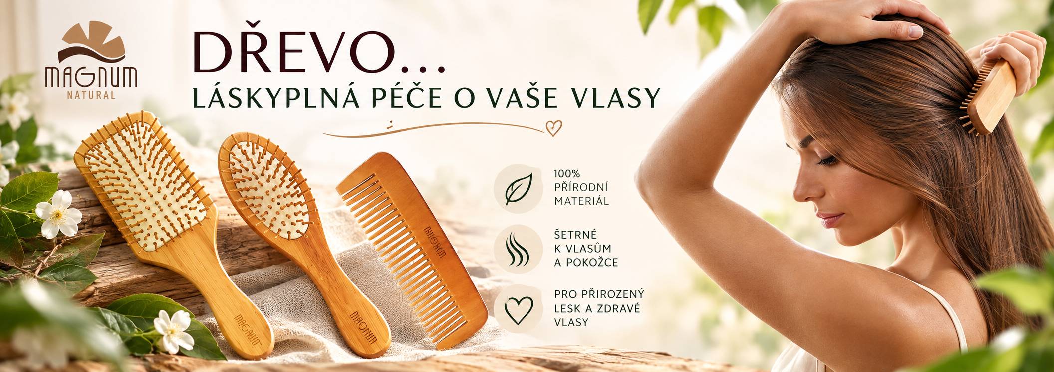 Bambusové kartáče - dřevěné hřebeny