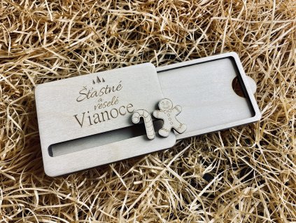 Vianočný drevený obal na darčekovú poukážku