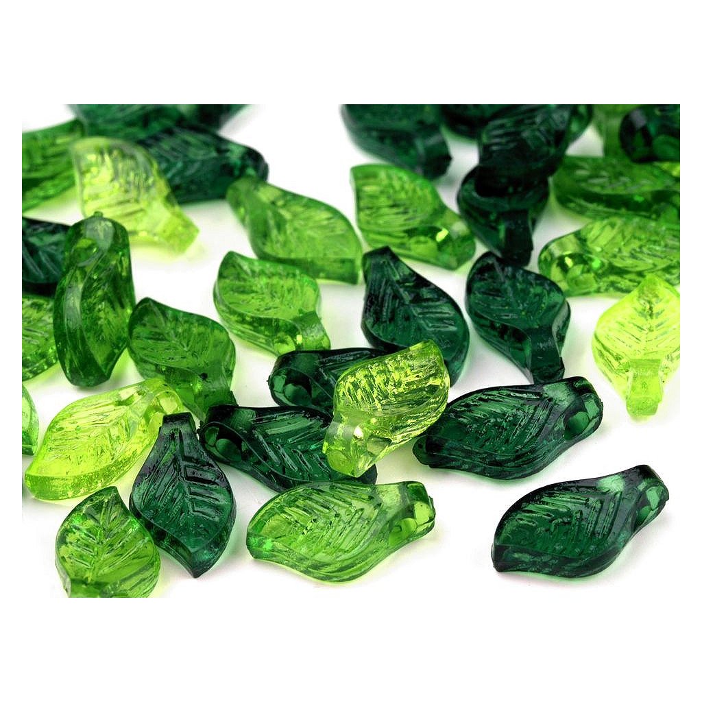Plastové korálky lístečky mix 5x10 mm