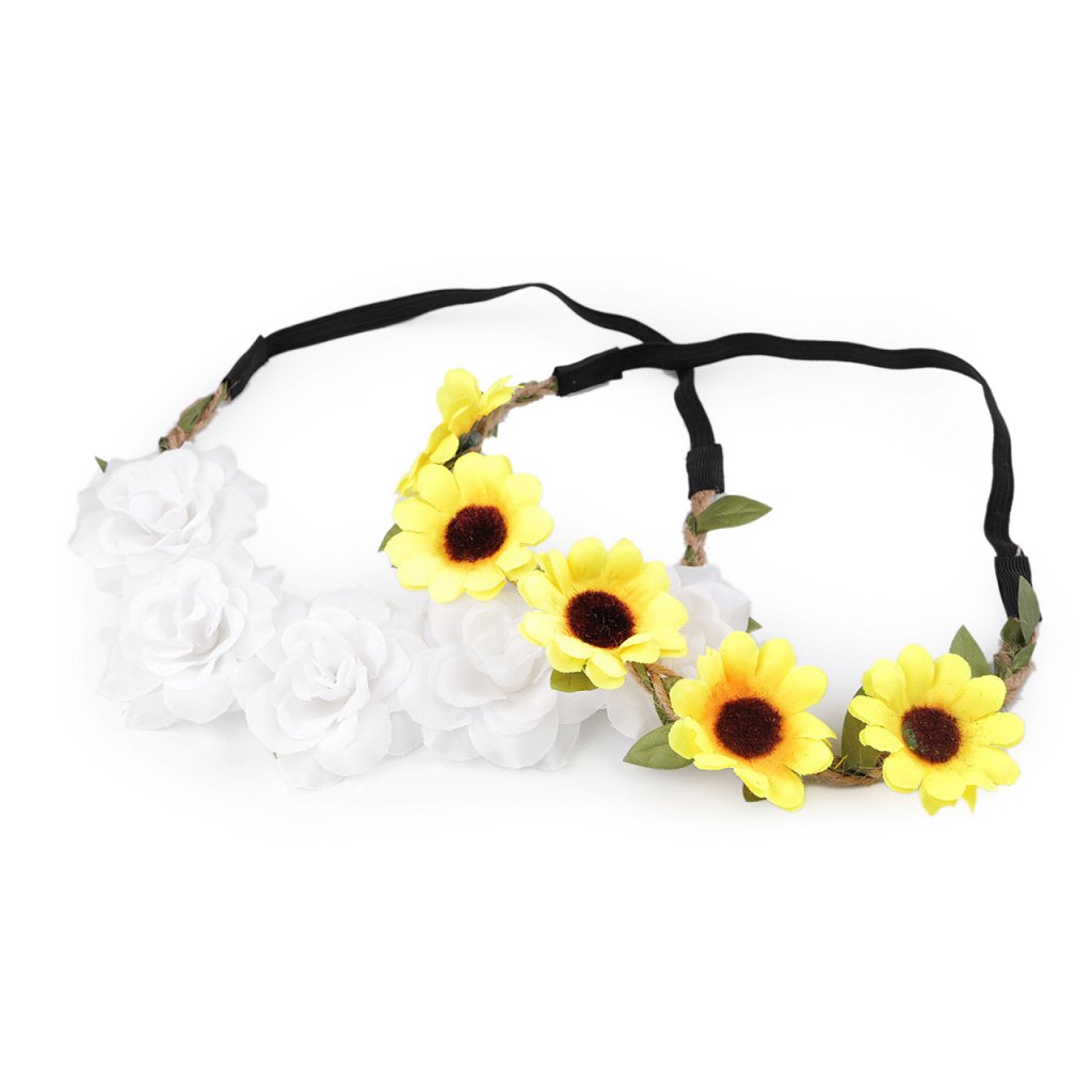 Pružná čelenka do vlasů s květy (Varianta 1 bílá, Balení 1 ks)