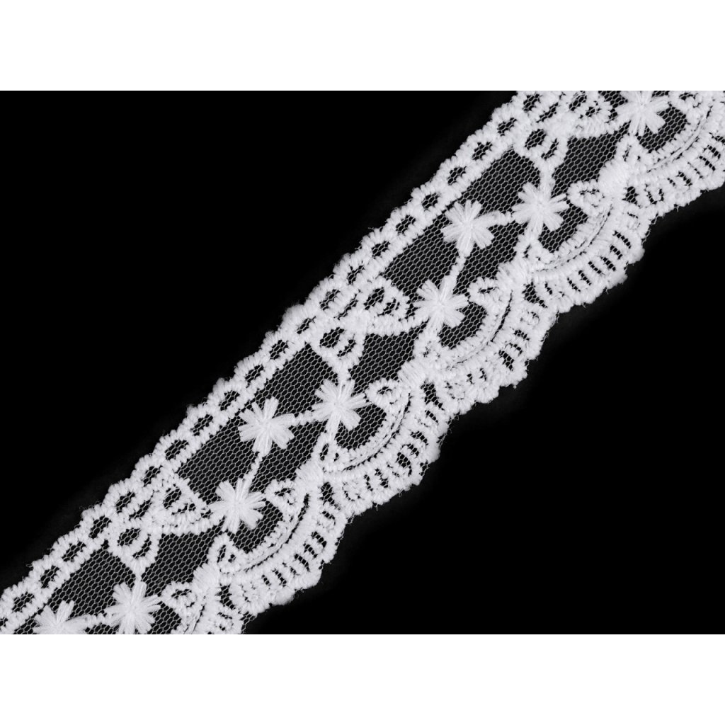 Vyšívaná krajka na monofilu šíře 40 mm (Varianta 1 Off White, Balení 13.5 m)