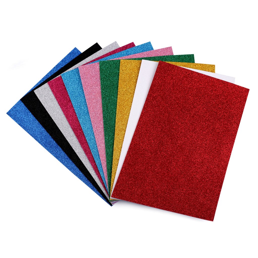 Samolepicí pěnová guma Moosgummi s glitry 20x30 cm (Varianta 1 bílá, Balení 2 ks)
