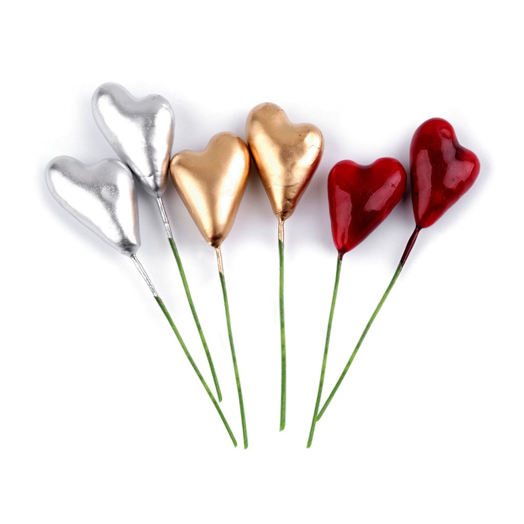 Srdce na drátku (Varianta 1 stříbrná, Balení 10 ks)