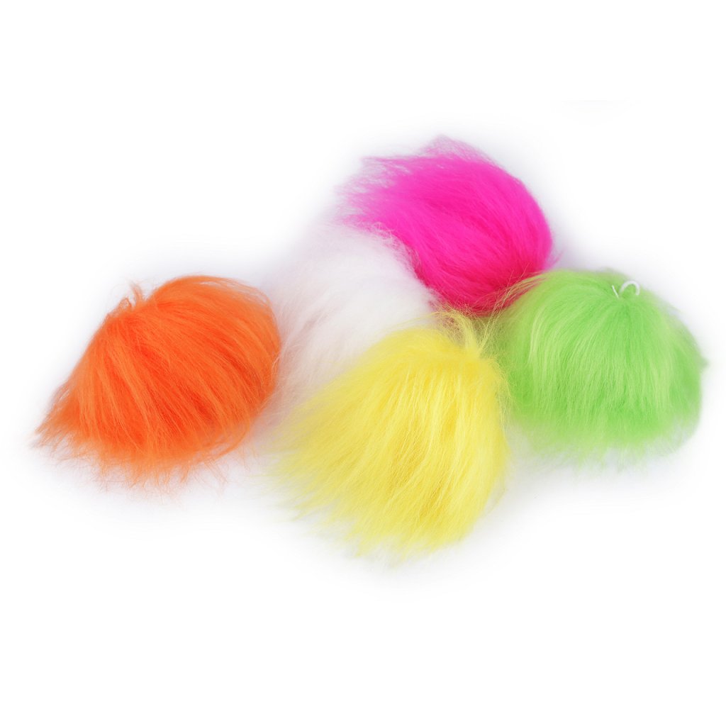 Dekorační kožešinová bambule k výrobě skřítků a postaviček Ø8 cm (Varianta 2 žlutá, Balení 1 ks)