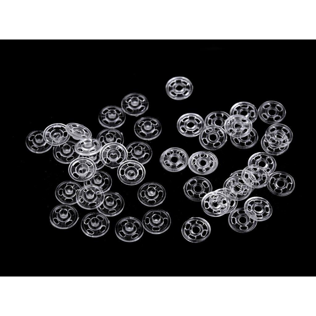 Plastové patentky / stiskací knoflíky transparentní Ø7 mm (Varianta transparent, Balení 100 pár)