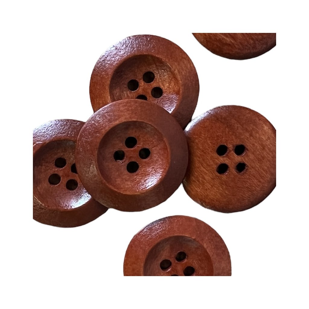 Dřevěný knoflík - hnědý, 25 mm