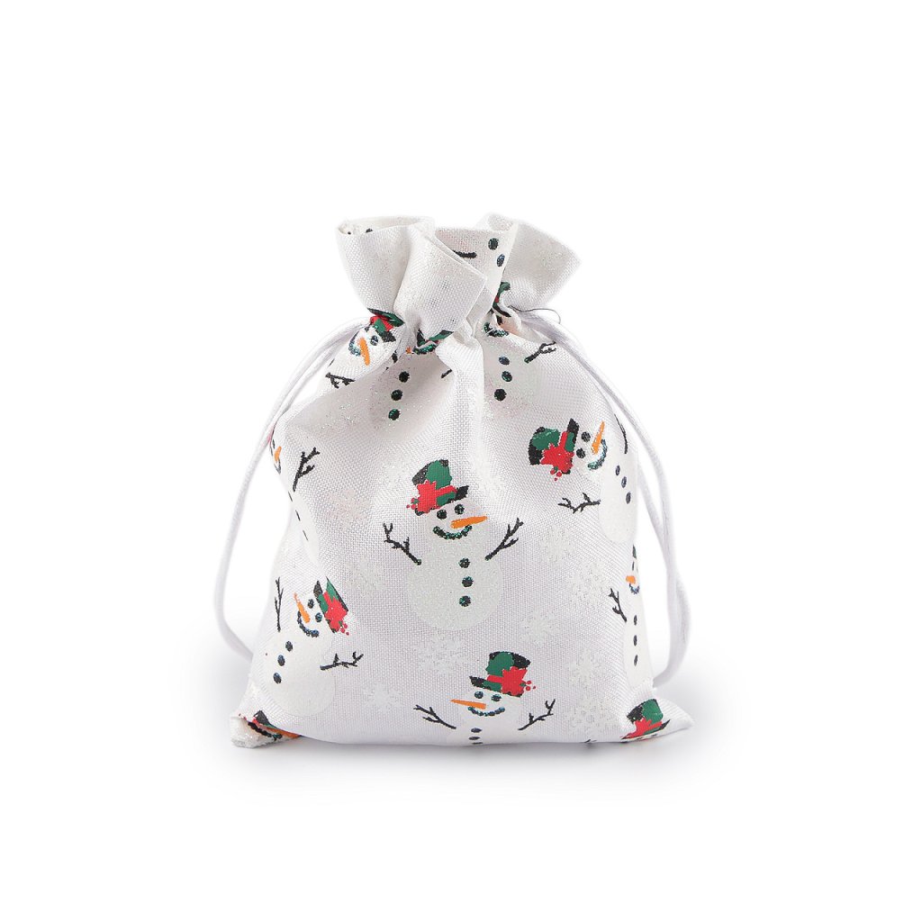 Vánoční dárkový pytlík sněhulák 13x18 cm (Varianta 1 bílá sněhulák, Balení 1 ks)