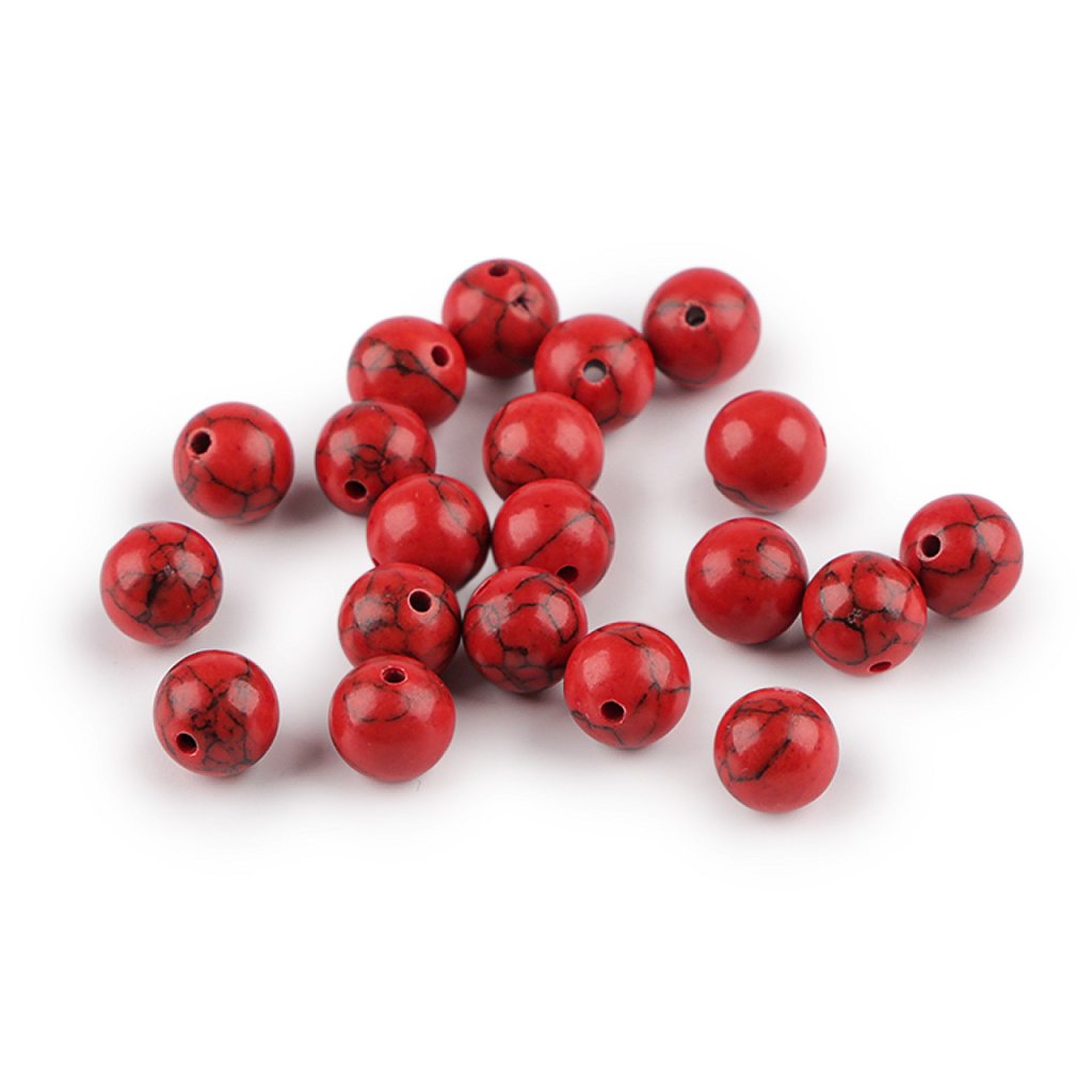 Tyrkys červený syntetický, minerální korálky Ø8 mm